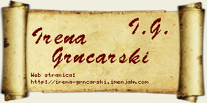 Irena Grnčarski vizit kartica